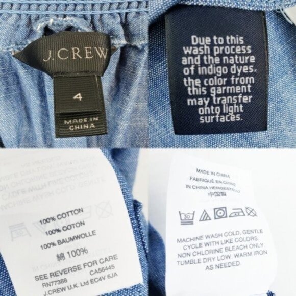 J.Crew Womens Blue Chambray Cotton Off The Shoulder Pullover Mini Dress Size 4 - Picture 5 of 5